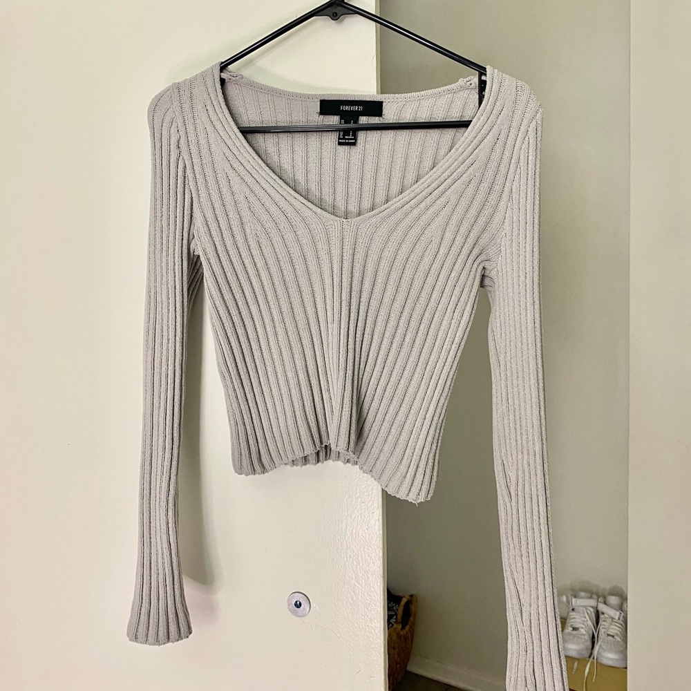 Soft Grey V Neck Sweater